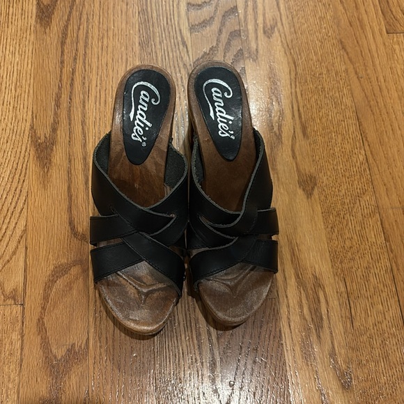 Candies Vintage Y2K  Leather School Girl Platform Heel Sandals Size 8 - Picture 2 of 7